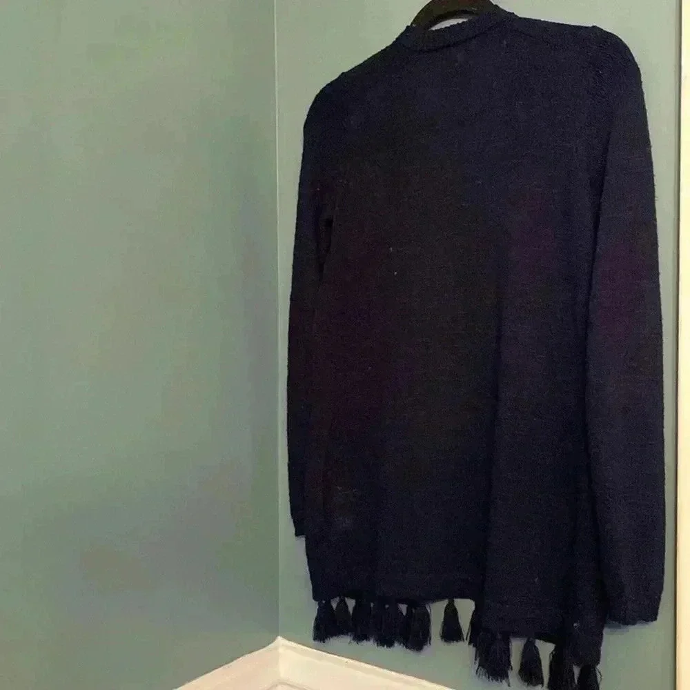 Lilly Pulitzer navy blue open cardigan - XS - tassel trim - pockets - Picture 5 of 5